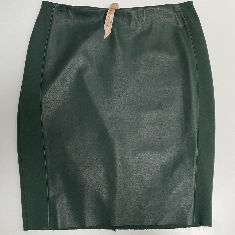 Knit and Faux Leather Pencil Skirt, Size 6